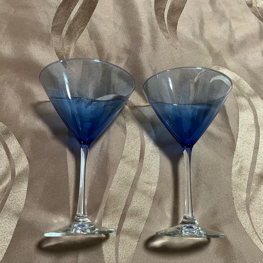 Blue Martini Glasses - Set of 2
